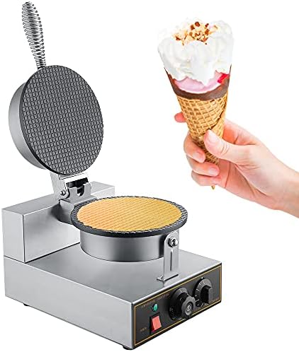 Ice Cream Cone Waffle Maker Machine WSSEY Electric Waffle Maker Non-stick Surface Stainless Steel Egg Roll Cone Baking Iron Machine Waffle Bowl for Home Commercial Use