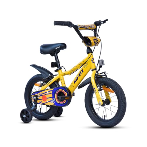 Image of FIREFOX Dreamer 14T Single Speed Bicycle for Kids | Yellow | Rigid | V Brake | High Strength Steel Frame: 21Cm | Non Toxic Paint | Ideal Rider Height: 90-105cm | 98% Pre-Assembled