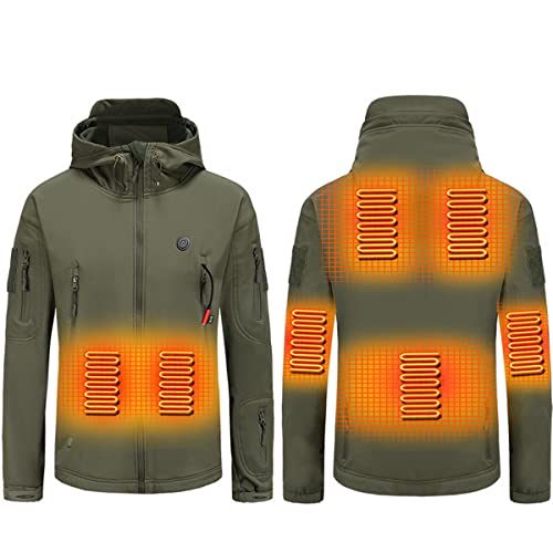 scosao - scosao Heated Jacket Electric Heating Coat Winter Warm Hooded Heating Jackets Waterproof Breathable for Women and Men,Green,L