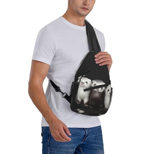 Bolso tipo Sling Crossbody Negro para senderismo y uso diario miniatura 7
