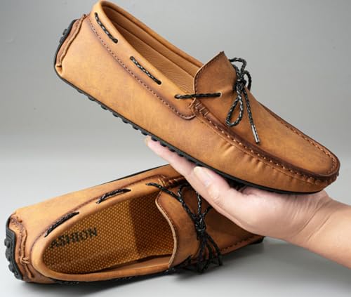 Men's Slip on Moccasins Penny Loafers Casual Lace up Flat Driving Shoes Hand Stitching Lightweight Comfort Dress Boat Shoes Oxford Outdoor Walking Shoe2