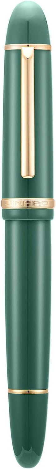 Chrome X159 Dark Green Acrylic Fountain Pen,Fine Nib Gold Trim Classic Design Smooth Writing Pen with Converter (F Nib 0.5mm, Dark Green with Gold Clip)-image-28