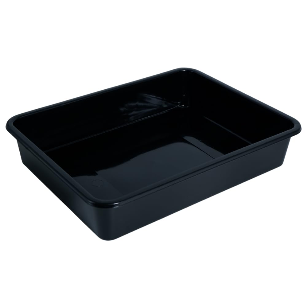 Nexa Med Multipurpose Stackable Rectangular Durable Plastic Storage Tray| Home,Kitchen,Office,School,Commercial,Industry,Lab,Hospital,Paper,Desk Organiser|27 x 35 x 7| Set of 1 | Black-image-21