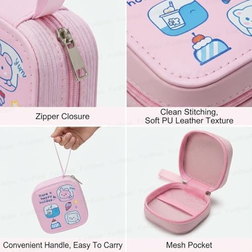 Image of FunBlast Square Coin Pouch for Kids - Cute Cartoon Design Mini Purse, Multipurpose Coins Pouch, Small Zipper Wallet for Kids & Girls, Kawaii Coin Bag (PinkRandom-)