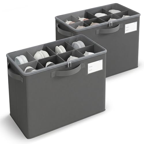 Varhomax Shoe Organizer Box for Closet, Small Fabric Storage Basket 2 Pack | Foldable Shoe Bin with Adjustable Dividers & Clear Cover, Saving Space Sneakers & Sandals Containersfor Entryway, Cubby