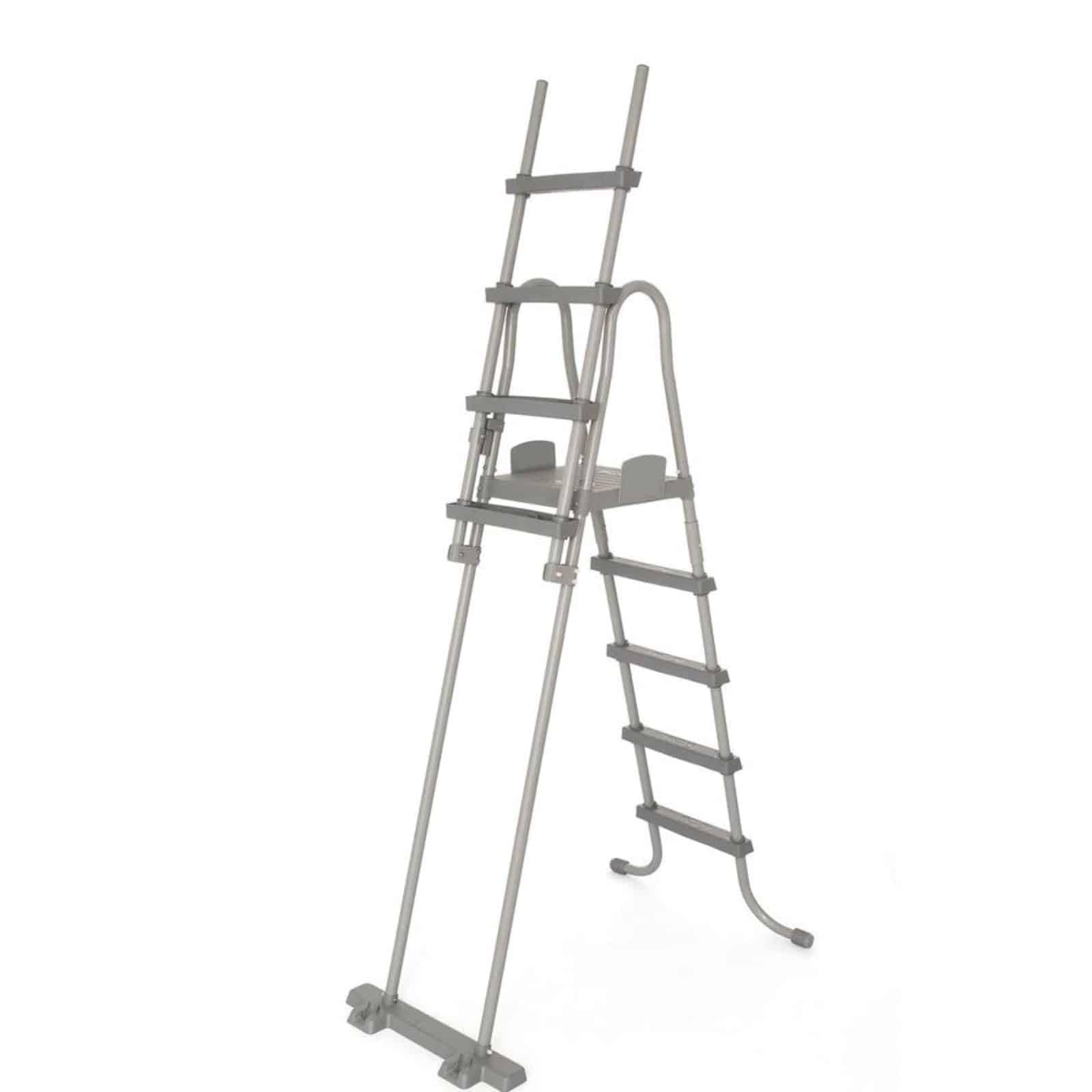 Bestway Flowclear Sicherheitsleiter 1.22m Grau 4-stufige 122 cm