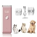 Dog Clippers Pet Grooming Clippers Kit Low Noise Shaver Portable Electric USB Rechargeable Cordless Trimmer for Dogs,Cats and Other Pets, Pink