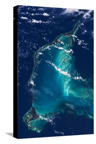 ART.COM Stretched Canvas Print Satellite view of Eleuthera Island and Atlantic Ocean, Bahamas, 12" x 18"
