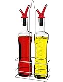 Vremi VRM020306N 17 Oz Olive Oil and Vinegar Dispenser Set, Red