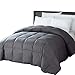 DOWNCOOL Feathers Down Comforter Gray All Season Medium Warmth Bed Duvet Insert 100% Cotton Cover 95% Feathers 5% Down Queen