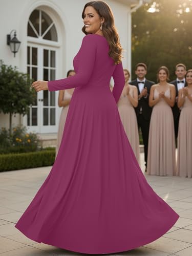 Image of KOH KOH Womens Long Sleeve Flowy Modest Elegant Evening Maxi Dress Gown