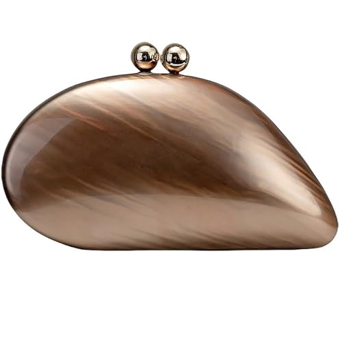 louceko Acrylic Shell Handbag Removable Chain Crossbody Shoulder Evening Bag Clutch Purse for Women Formal Wedding Party Prom Bronze Brown 2503