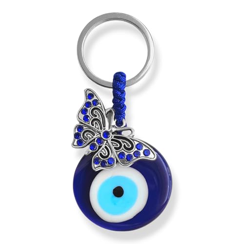 SabelAX   Llavero Ojo Turco   Amuleto Mal de Ojo   Amuletos de la Suerte y Proteccion   Llaveros Originales   Llaveros Mujer y Hombre   Llavero Coche, Casa Nueva (Mariposa)