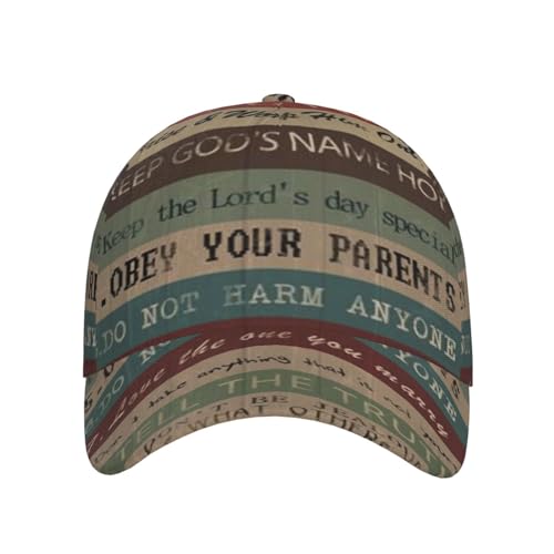 Los Diez Mandamientos Ponen A Dios Negro Gorros Casuales Vintage Deportivo Gorras De Golf para Hombres Mujeres Correr