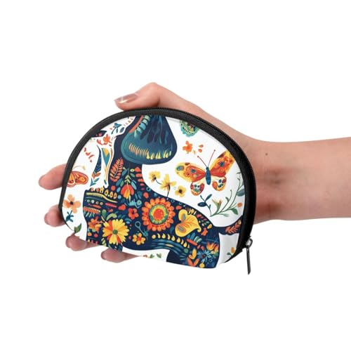 Portable Coin Purse Mexico-Butterfly-Dachshund-Floral Mini Zippered Money Pouch Card Holder3
