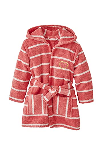 Preisvergleich Produktbild Vertbaudet Kinder Bademantel, personalisierbar koralle / weiß gestreift 158
