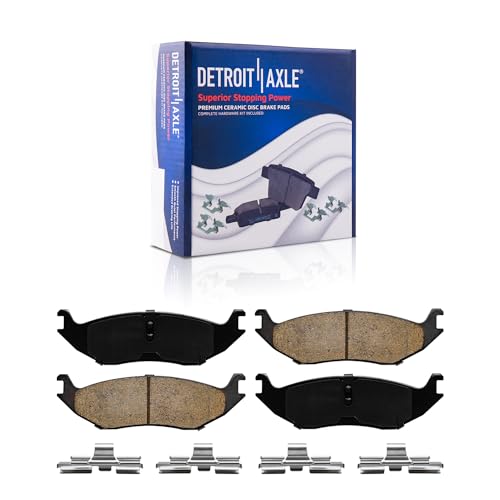 Image of Detroit Axle - Rear 2pc Brake Pads for Dodge Ram 1500 Classic Van Durango Chrysler Aspen, 2 Ceramic Brake Pads w /Clip Replacement