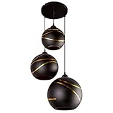 Pendel Hänge Lampe Ess Zimmer Glas Kugel Leuchte Blatt Gold Decken Strahler Globo 54005-3H