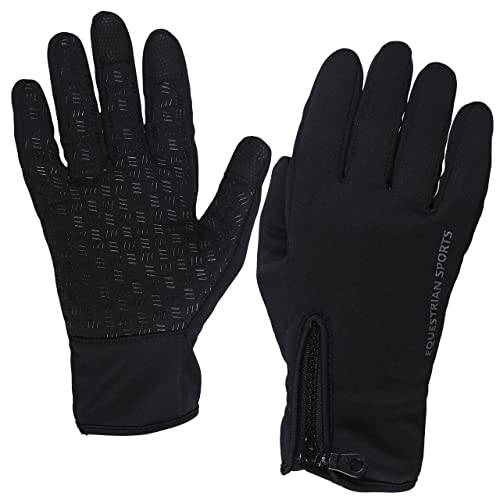 Gants d'équitation imperméables et coupe-vent QHP Vienna noirs