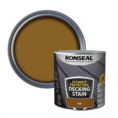 AOC24 - Decking Stain Paint Teak 2.5L - Slip Resistant Ultimate Protection - Use On Exterior Hardwood Softwood Paint - Protects from Scuffs, Scratches and Foot Traffic