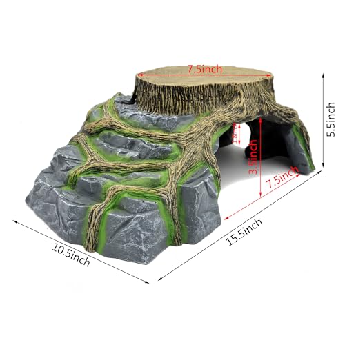 image for JIHAQUA Extra X Large Resin Reptile Tank Hideouts Cave Habitat Decor f