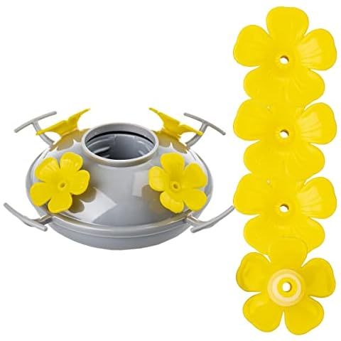 LaElvish Garden Hummingbird Feeder Base Replacement Bottom, Fits LaElvish Garden Hummingbird Feeders Only, Including Metal Replacement Base (Plastic - Yellow) Cover