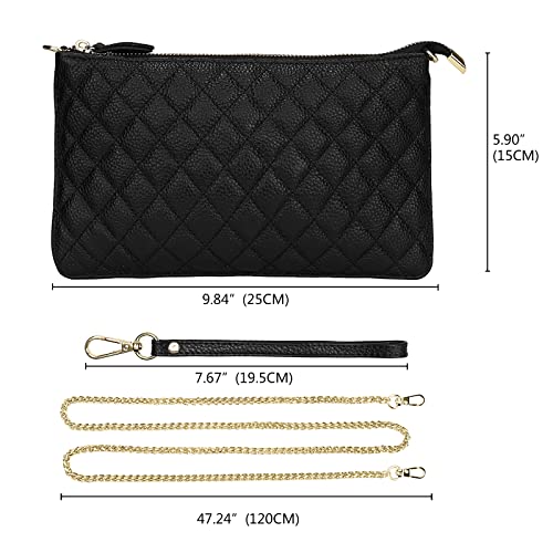 Image of Uromee Genuine Leather Wristlet Wallet Clutch Purses with Detachable Chain