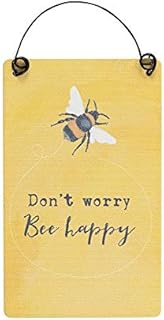 Something Different Mini Sign | Don't Worry Bee Happy | H:10cm X W:5cm X D:0.3cm | Pack of 1,yellow