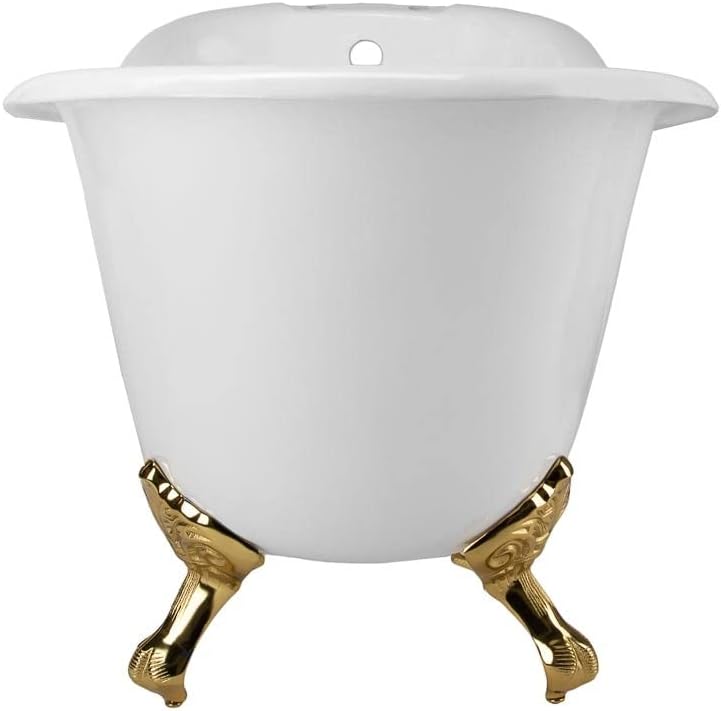Vintage Tub & Bath Charlotte 57 Inch Cast Iron Slipper Clawfoot Tub - Rim Faucet Drillings