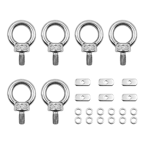 VOANZO Paquete de 6 rieles de Ojal de Amarre de Montaje en Pista de Kayak de Acero Inoxidable para Kayak, Canoa, Barco, Cuerda elástica o Kit de reemplazo de Cuerdas