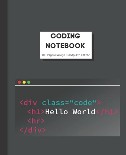 Coding Notebook with Code Theme| Programmer Notebook| Coding Notebook Developer Gift| Coding Projects: Use to Code in C, C++, HTML, Java, Python and any other Programming Languages.
