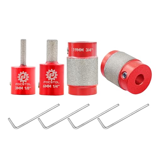 FOCSTOL Brocas para Amoladora de Vidrio - 4 piezas 3/6/19/25mm Broca de Diamante para Amoladora de Vidrio Herramienta Abrasiva para Amolar Vidrio Azulejos Piedra Jade