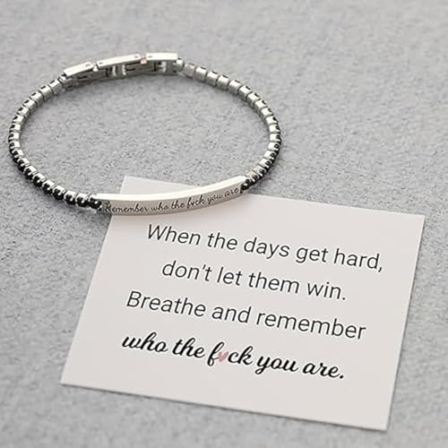 Remember Who The Fuck You Are Bracelet, Moissanite Tennis Bracelet Stainless Steel Dainty Crystal Bracelet Inspirational Motivational Christmas Birthday Jewelry Gift For Women Man4