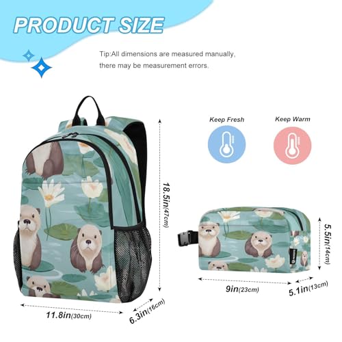 ALAZA Cute Sea Otter Backpack and Lunch Bag Set School Bag Bookbag Casual Daypacks for Kids Girls Boys Teens2