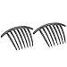 Parcelona French Twist 7 Teeth Large Black Set of 2 Celluloid Side Hair Comb (Black)