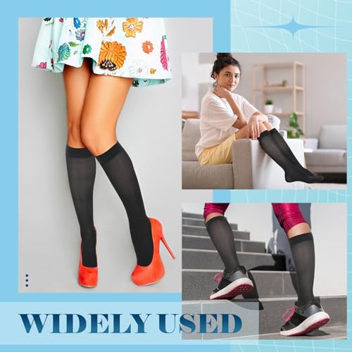 Image of Shellwei 3 Pairs Sheer Compression Socks 20-30 Mmhg Knee High Compression Stockings Support Hose for Women