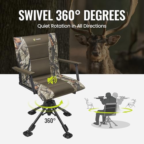 Image of TIDEWE Hunting Chair with Seat Cover, 360 Silent Swivel Seat, Heated