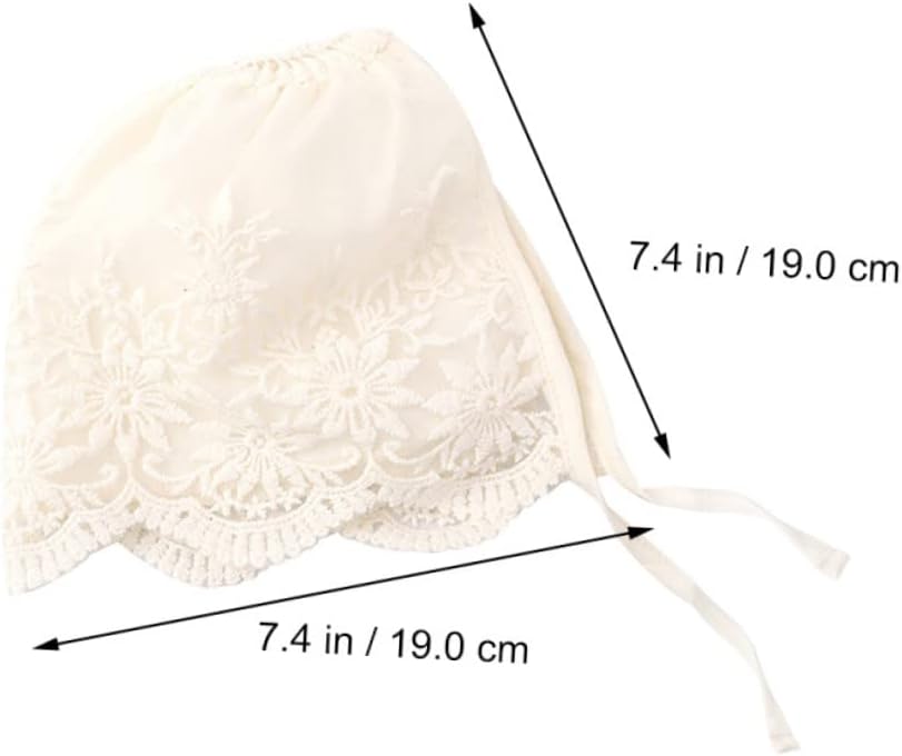 Toyvian Baby Lace Bonnet, 2 Pcs Soft Breathable Summer Sun Hat with Tie Closure Vintage Christening Baptism Bonnet for Newborn Boys Girls Wedding Photo Shoot Headwear