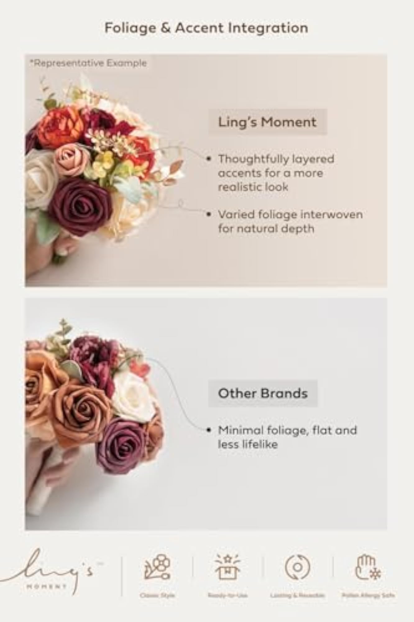 7" Artificial Wedding Bouquets for Bride and Bridesmaid