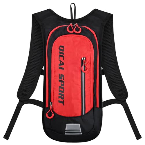 Outplea Ultraleicht Fahrradrucksack Damen Herren, 10L Klein Mountainbike Rucksack MTB, Wanderucksack für Radfahren Skifahren Laufen, Rot