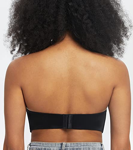 Haci Women's Plunge Deep U Bra Strapless Push Up Demi Bras Seamless Underwire(Black,34B) #TOP5