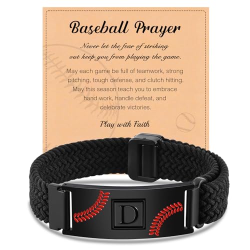 Baseball Initial Bracelets for Men, Adjustable Elastic Stretch Strap - image 1