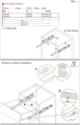 Corredores de extensión total con cierre suave para cajones de cocina y muebles, pack de 6 pares 6