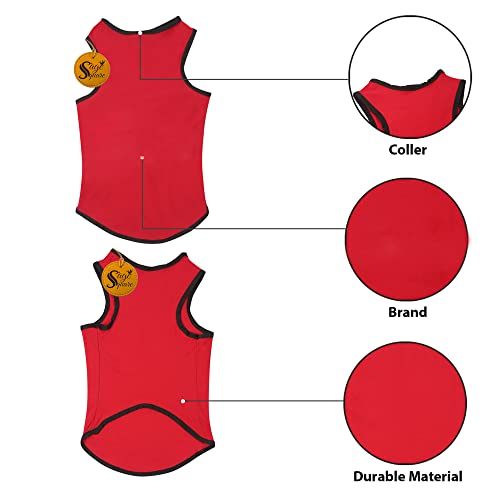 Image of Sage Square Comfort Cotton Dog T-Shirt, Sleeveless Vest for Dog Clothes, Puppy Tank Top Fashion Apparel (Red) (XLarge - 24inches, Red)