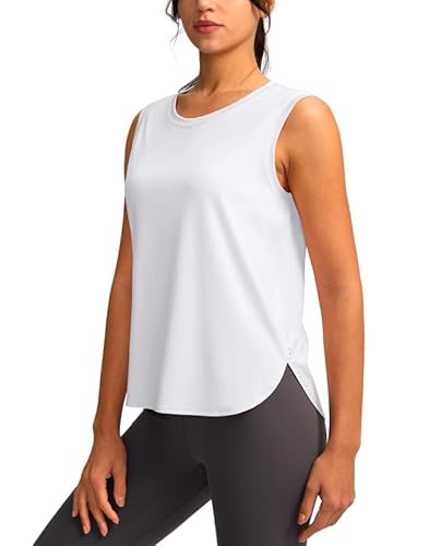 YYV Women's Workout Tank Tops Lightweight Sleeveless Workout Tops Loose Fit Yoga Athletic Running Shirts(White XX-Large)
