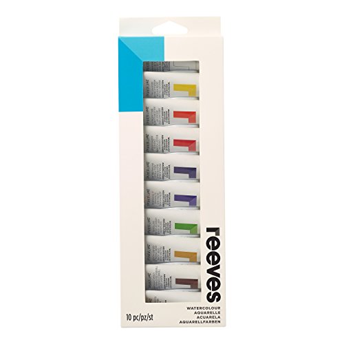 Reeves 8493263 Aquarellfarben Set, 12 Farben in 10ml Tuben, Lichtecht, höchste Transparenz, für Künstler und Anfänger
