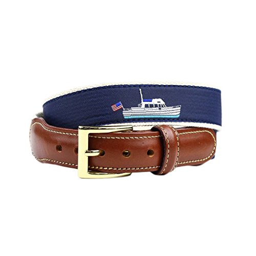 COUNTRY CLUB PREP Trawler Boat Leather Tab Belt in Navy3
