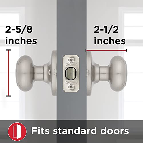 Image of Kwikset Cove Interior Passage Door Knob, Handle for Closet and Hallway Doors, Non-Locking Doorknob in Satin Nickel, with Microban Protection (Pack of 4)