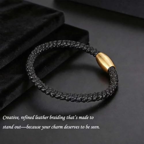 Pulsera de cuero para hombre con cierre de acero inoxidable miniatura 2