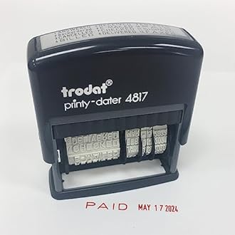 Trodat Banker Dater Stamp 4817, Red Ink